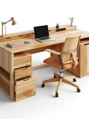 deluxe maple wood desk set