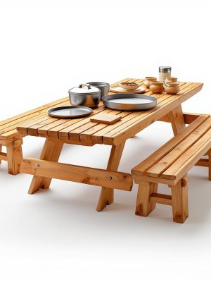 deluxe maple wood picnic set