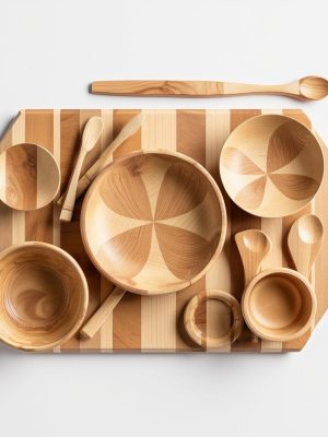 deluxe maple wood serving set