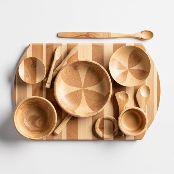 deluxe maple wood serving set